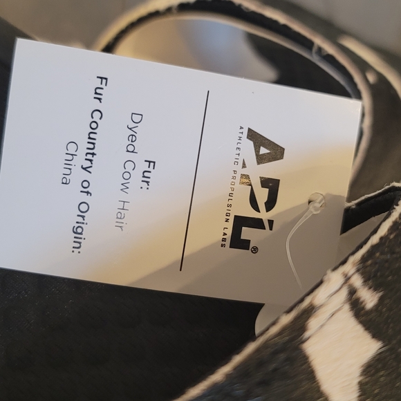 NIB APL Women's Iconic Slide Shoes Size 8 Black White Cow Print Comfort Sandals - Picture 4 of 5